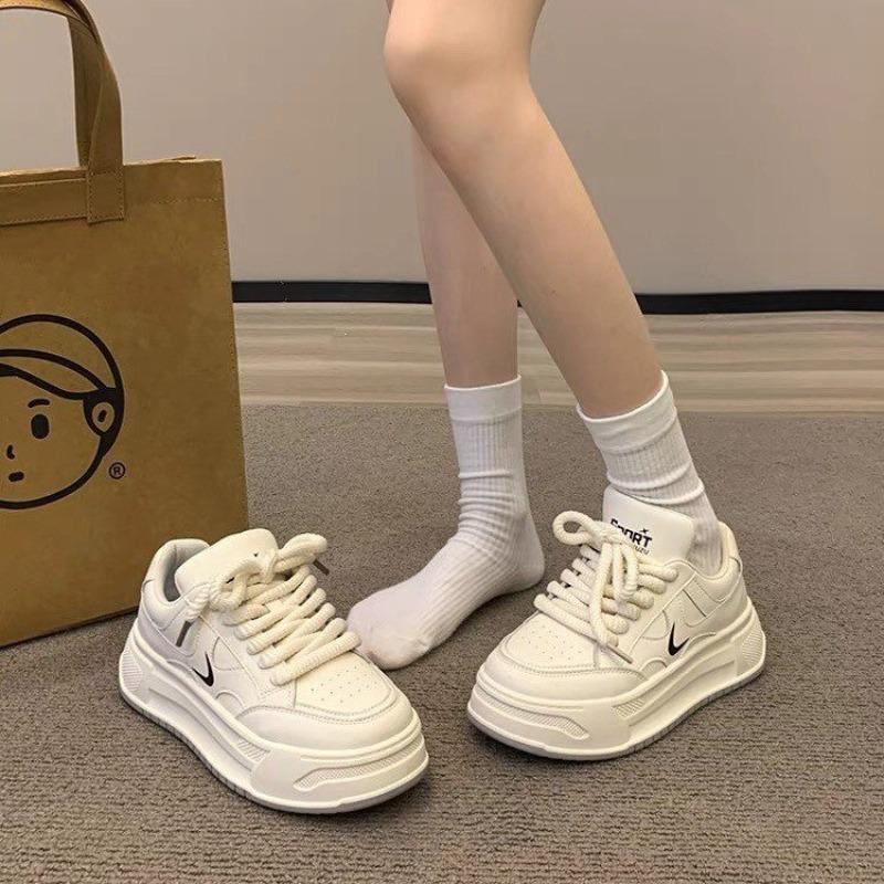 Spring Autumn Chunky Women Casual Shoes Fashion All-match Student White Sneakers High Quality Comforts Increased Vulcanize Shoes