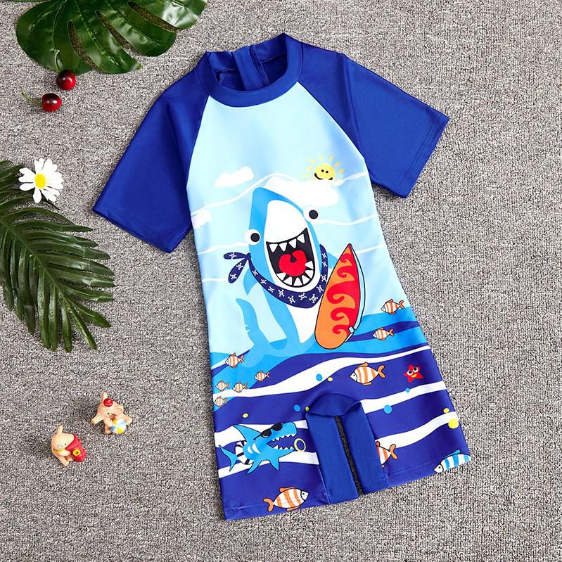 2025 Summer Kids' Cartoon One-Piece Swimsuit for Girls and Boys - Short-Sleeved