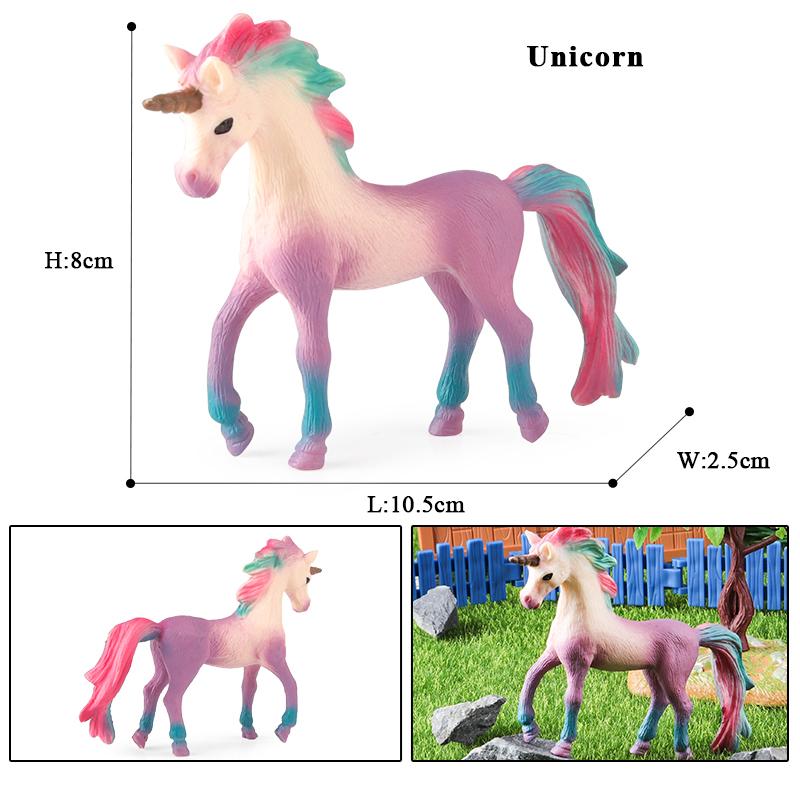 Oenux New Mythical Elf Pegasus Fairy Tale Fly Horse Kids Toy Action Figures Animal Model Cute Girl Birthday Gift Cake Toppers