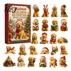 Dog Countdown Box Advent Calendar, 24-Day Christmas Acrylic Ornament Set with Calendar for Kids Mini Figures, Tree Hanging Decor, Gift Lovers