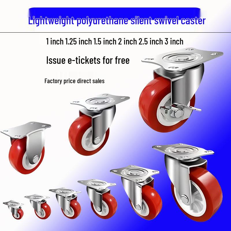 Swivel Caster Wheels with Brake for Furniture and Scaffolding - 1, 1.5, 2, 3 Inch Options