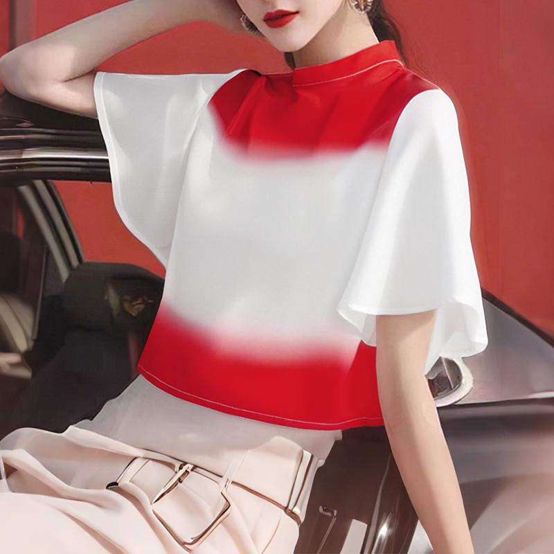 

ZANZEA Women Summer Round Neck Casual Half Sleeve Print Blouse S червоний