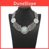 Ethnic Style Simulation Gemstone Decoration Hollow Design Women Metal Necklace For Gift And Wedding