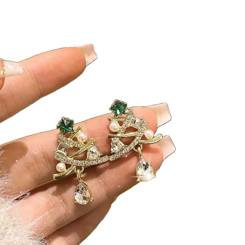 Silver Needle Santa Hat Dinosaur Stud Earrings - Trendy, High-End Design