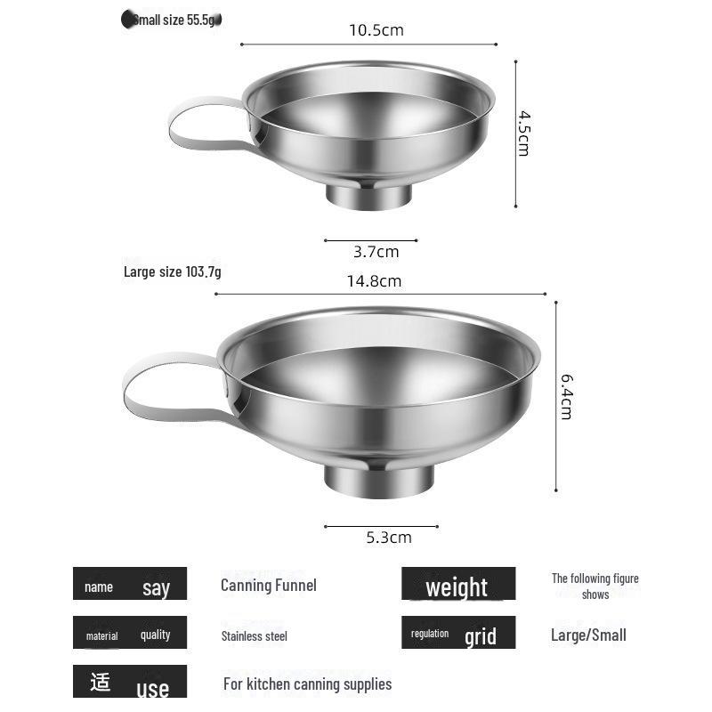 Nerezový multifunkční trychtýř se širokým hrdlem na salátovou zálivku, džem a olej