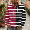 Women's Striped Print Casual Long Sleeve Hoodie with Pocket and