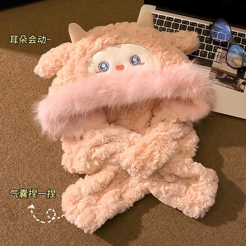Winter Cute Plush Lamb Hat Women's Warm Ear Protection Lei Feng Hat Shows a Small Face Atmosphere Versatile Cartoon Hat