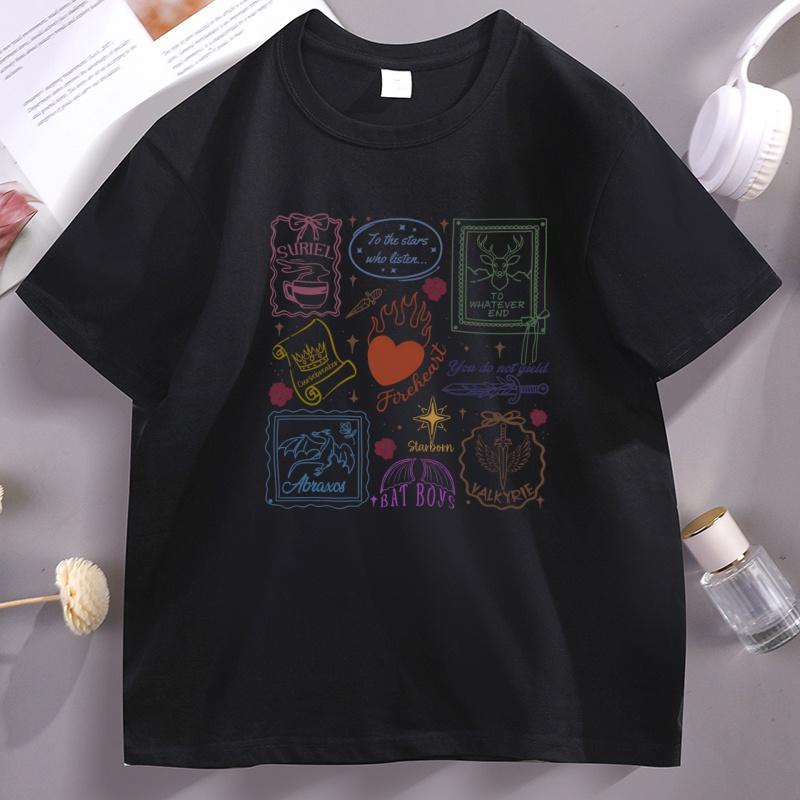 Vintage Throne of Glass Acotar Tshirt Casual Darkness Graphic Tees Round Neck Comfortable Printed T Shirt Unisex Unisex Clothes