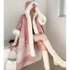 Mit Fleece gefütterter verdickter Schal Großer Pelzkragen Umhang Umhang Oberbekleidung Damen Herbst und Winter Neuankunft stilvolle Kapuzenoberbekleidung