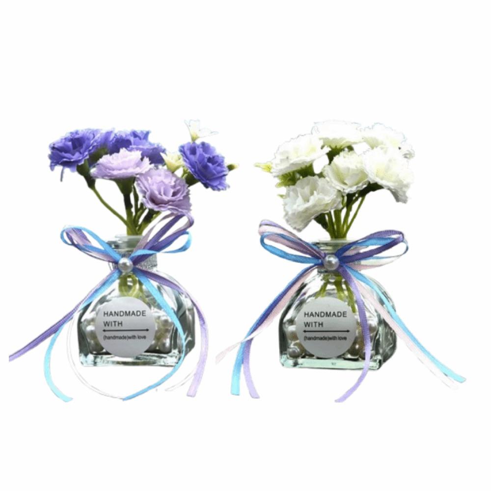 2Pcs Realistic Mini Glass Flowers Creative Car Ornaments Simulated Flowers Decoration  Wedding Decor