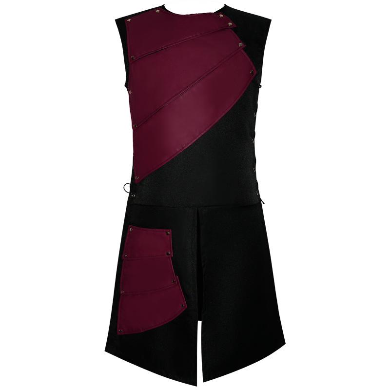 QZ New Nordic-style anime sleeveless round-neck top with side ties and patchwork detailing, featuring a medieval retro samurai combat costume for