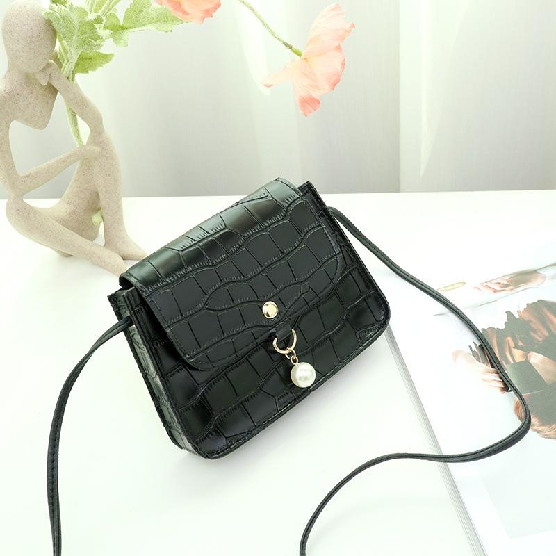 Women's Bag New Stone Pattern Hanging Pearl Simple Small Square Bag Casual Mobile Phone Bag Small Bag Gift Bag