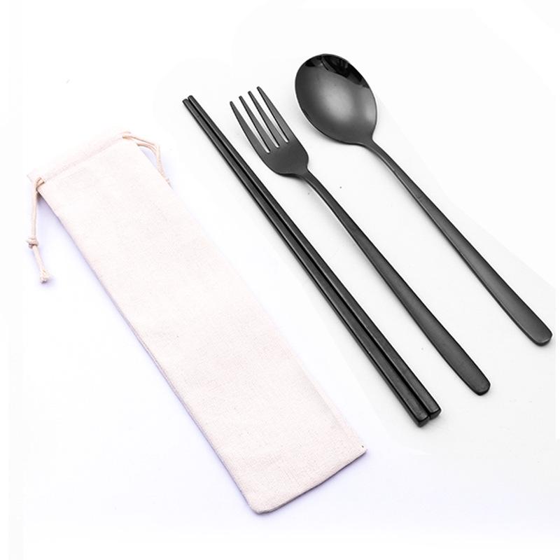Korean Style Stainless Steel Cutlery Gift Set - Knife, Fork, Spoon, Straw
