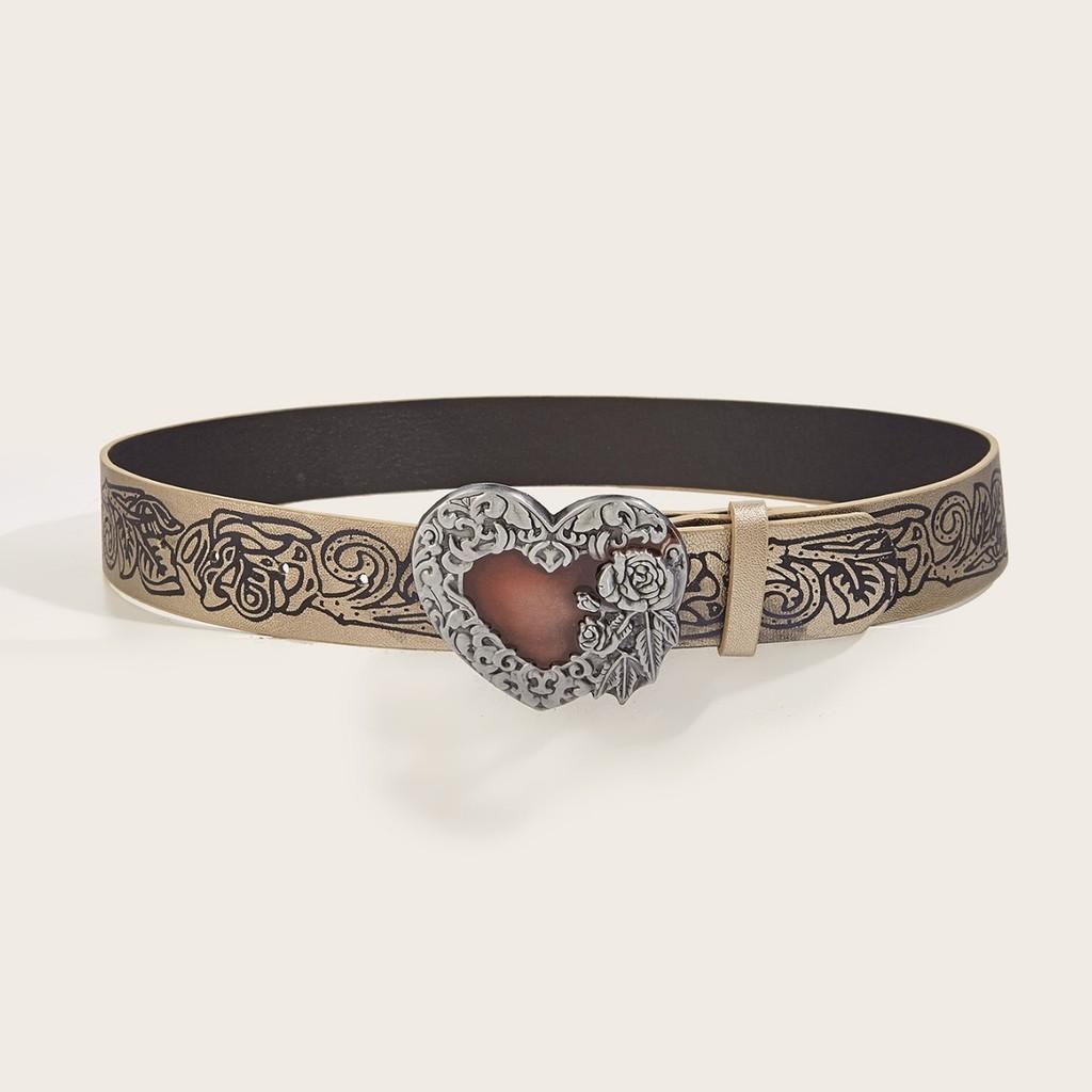 Unique Retro Embossed Heart Belt Gothic Dark Punk Style Y2k Waistband Unisex