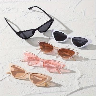 5PCS Lunettes de Soleil Oeil de Chat Style Femme Petite Monture Rétro Lunettes de Soleil Ombre pour Photographie Lunettes de Protection Solaire Mode Élégant