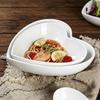 Pure White Heart-Shaped Ceramic Bowl and Plate Set - Ideal for Fruit, Salad, Sauce, Baking, and Soup.
