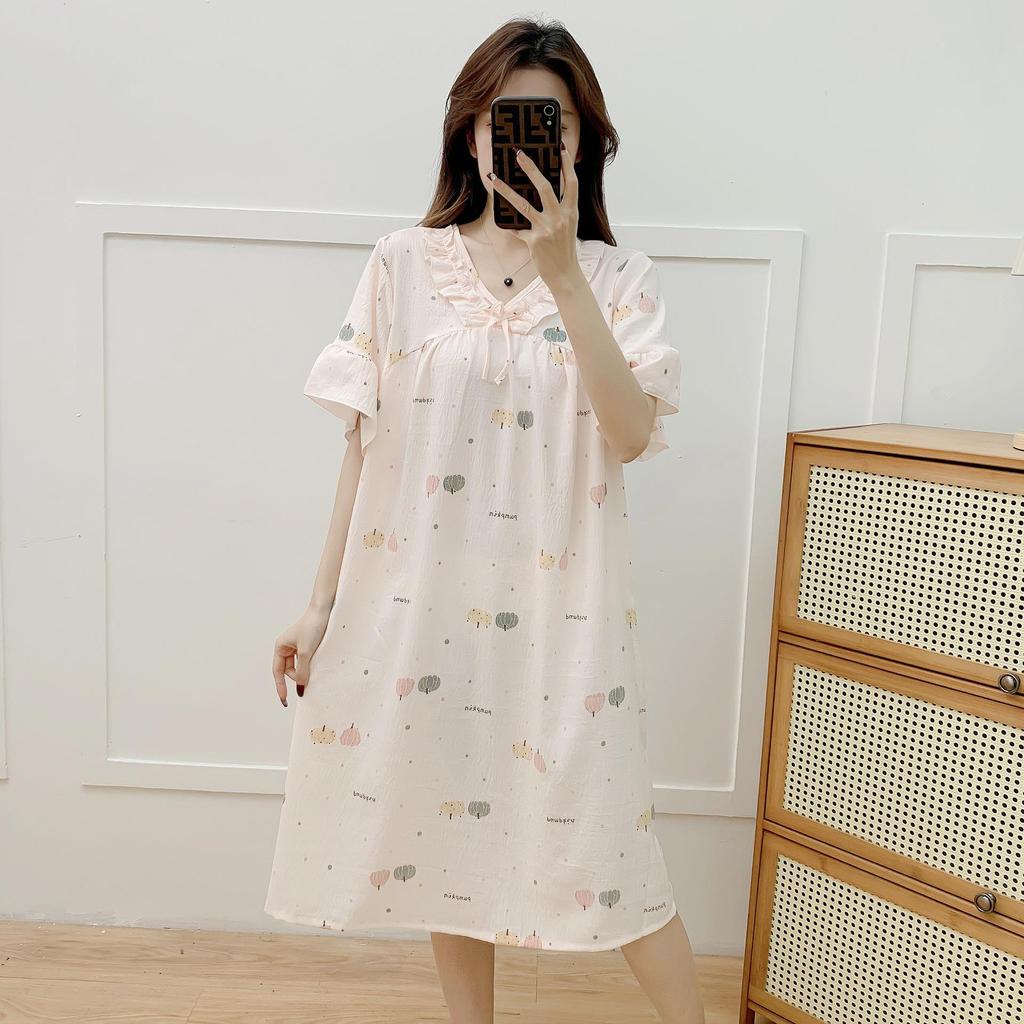 Women's Cloud Cotton Short Sleeve Nightgown - Summer Pajamas & Outdoor Sweet Girly Dress Homewear