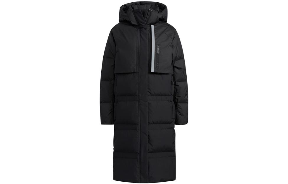 Women's Adidas Down Jackets Women's Black Hooded Moderate Straight Fit