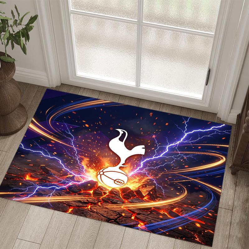 Tottenham Hotspur Design Crystal Velvet Carpet Cozy Non?Slip Printed Rug For Bedroom Living Room Entrance