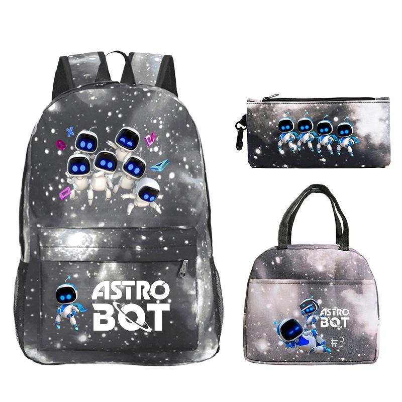 Game Astro bot peripheral printing fashion primary and secondary school students schoolbag three-piece set multi-function large capacity