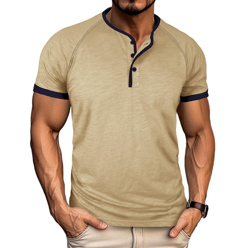 Men’s Slim Fit Lightweight Breathable Raglan Sleeve Henley Neck Short Sleeve Athletic Casual Shirt Top