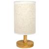 Nordic Solid Wood LED USB Table Lamp with Fabric Shade and Creative Decal - Ideal for Bedroom, Bedside, or Study.
