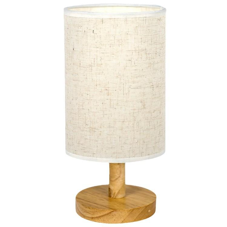 Nordic Solid Wood LED USB Table Lamp with Fabric Shade and Creative Decal - Ideal for Bedroom, Bedside, or Study.