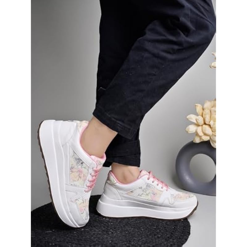 Shoetopia Women S Flat Sneakers Pink 5 UK розовый