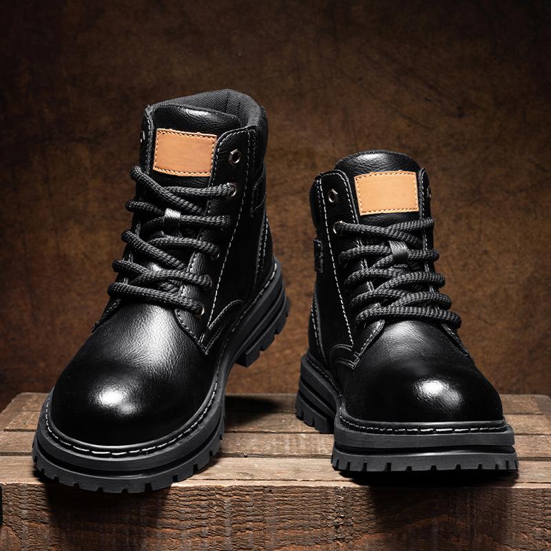 Winter Plush Snow Mens Ankle Boots All Seasons Motorcycle Boots Classic Casual Leather Shoes Handmade Male Botas Plush Fur Boots