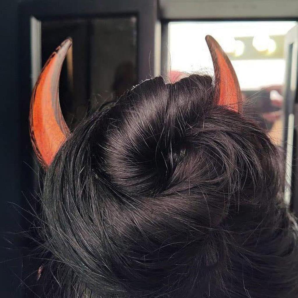Moon Hairpin: Crescent-Shaped Wooden Hair Fork and Styling Clip, New Chinese Style.
