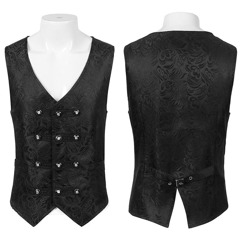 2025 Gothic Medieval Men's Vest and Waistcoat Set for Spring/Autumn - European & American Style Stage Costume