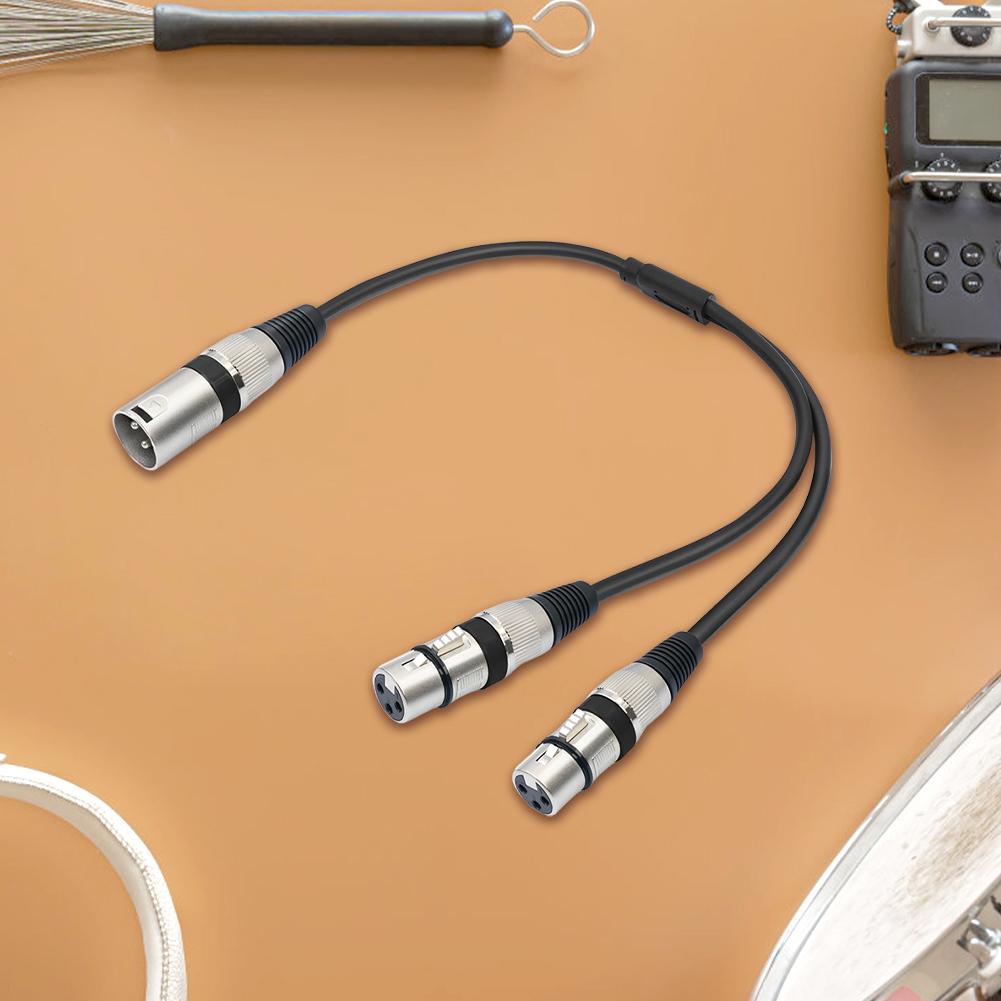 1.5ft/0.5m XLR Male To Dual XLR Female Y Splitter Mic Cable 3 Pin XLR Male To Dual XLR Female Patch Y Cable
