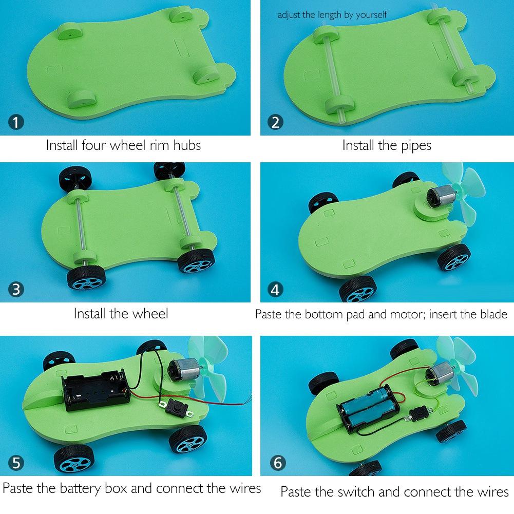 Wind Power Car Model Educational Building Kit for Kids