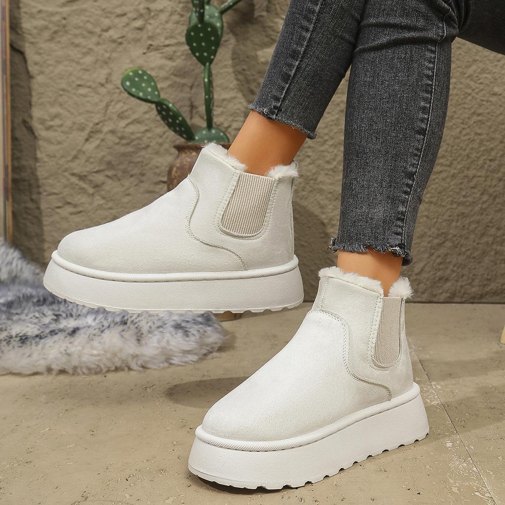 Fashion 2024Women's Boots Rubber Thick Sole Non Slip Platform Ankle Boot Plush Warm Snow Boots for Women Winter Cotton Boots Botas Mujer