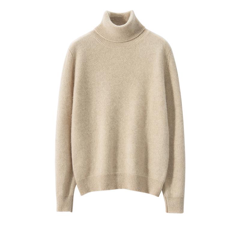 Dámský kašmírový svetr s vysokým rolákem - Podzim/Zima Slim Fit Pletené spodní prádlo