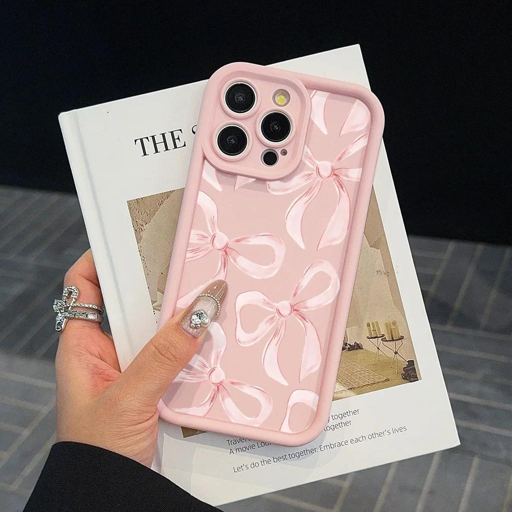 Ins Wind Rosa Schleifenmuster Handyhülle Für Für Iphone 16 1 14 13 12 11 PRO MAX 16e Mini XR XS Max 8 Plus Kreativ Silikon Weiche Hülle