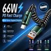 Spring Coiled USB-A To USB-C Cable 66W Fast Charging Data Cable Phone Laptop Tablet Charging