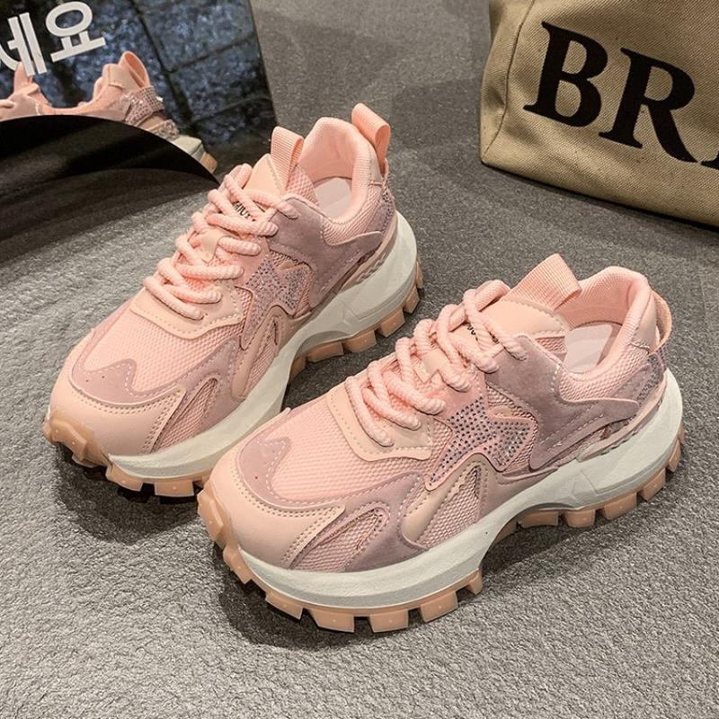 Fashion Women Platform Casual Breathable Mesh Shoes 2024 New Summer Chunky Sneakers 8.5CM Wedges Hidden Heels Hollow Leisure Shoes Woman