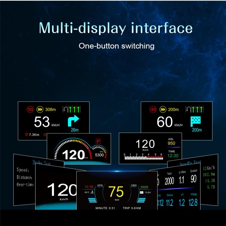 Vitezometru cu proiector de viteză auto, OBD2, GPS, cu oglindă, Head Up Display, cu navigație