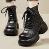 Mode GKTINOO Frühling Sommer Aushöhlen Damen Damen Mokassins Reißverschluss Weich Mode Sandalen Plateau Schuhe Damen Echtes Leder Stiefeletten