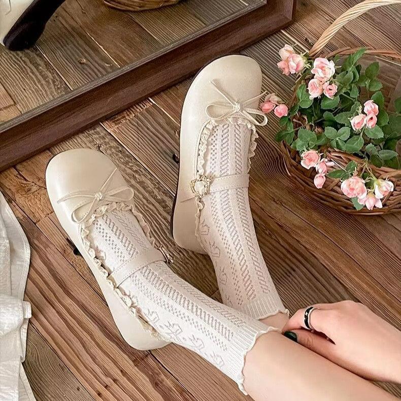 Cute Round Toe With Bow Ladies Footwear Retro Women's Flat Mary Jane Shoes Fashionable 2025 Trend Social 39 Elegant Dress Shoe