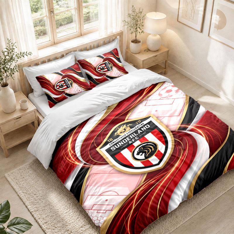 Bettwäsche-Set 1 Bettbezug 2 Kissenbezüge Sunderland Fußball-Aufdruck Schlafzimmer Heimdekoration
