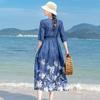 Women's Summer Positioning Print Lace-up Waist Artistic Travel Slimming Dress