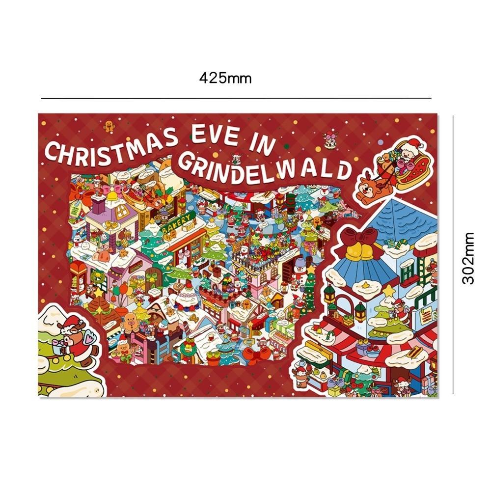 Christmas Eve 3D Landscape Stickers Extra Large Size with Tweezers Story Scene Sticker Grindelwald‘s Xmas Miniature Sticker Book