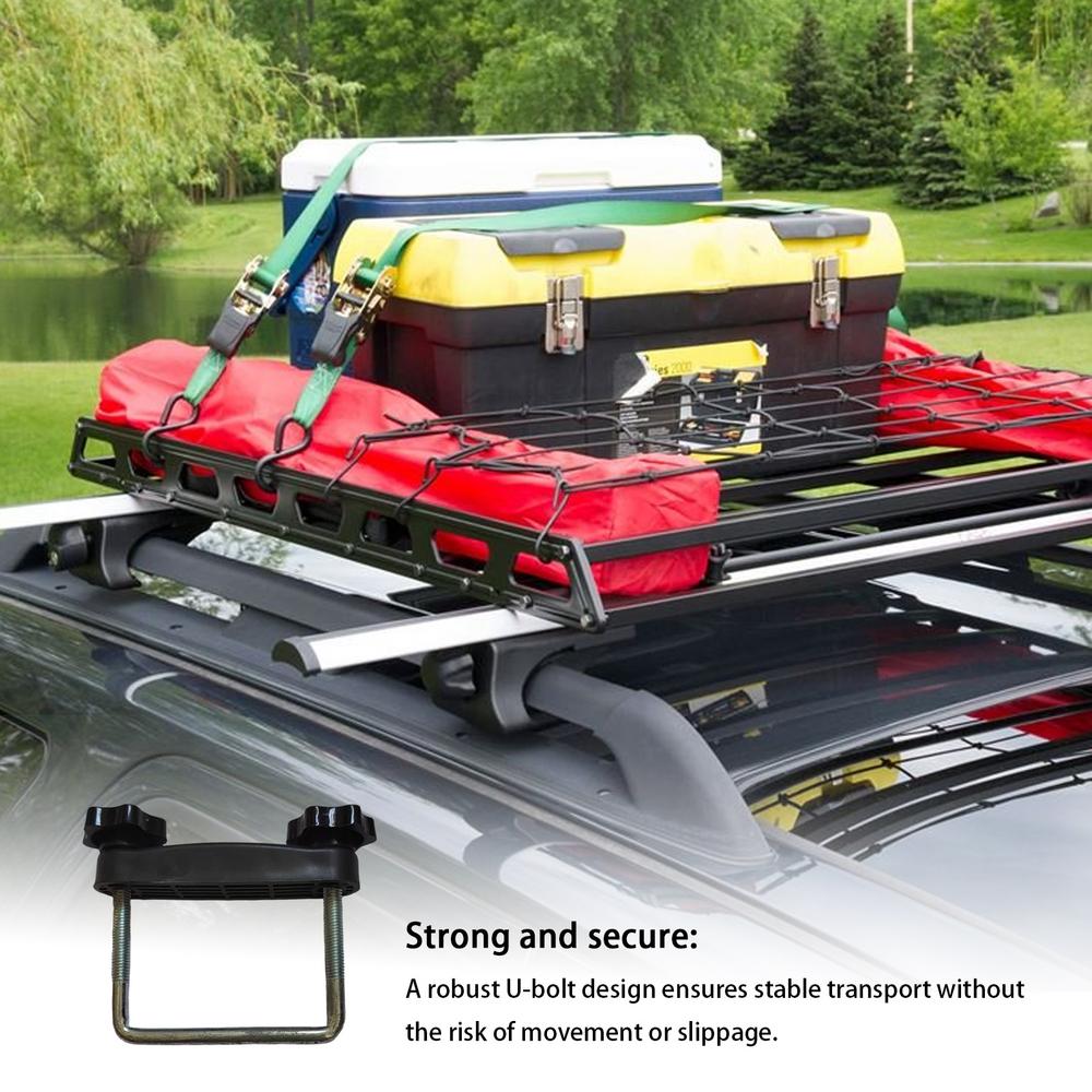 Roof Rack Clamps Luggage Rack Accessories Tools Roof Box U-Bolt Clamps Metal U-Bracket Clips With Lock Nuts Detachable Bar