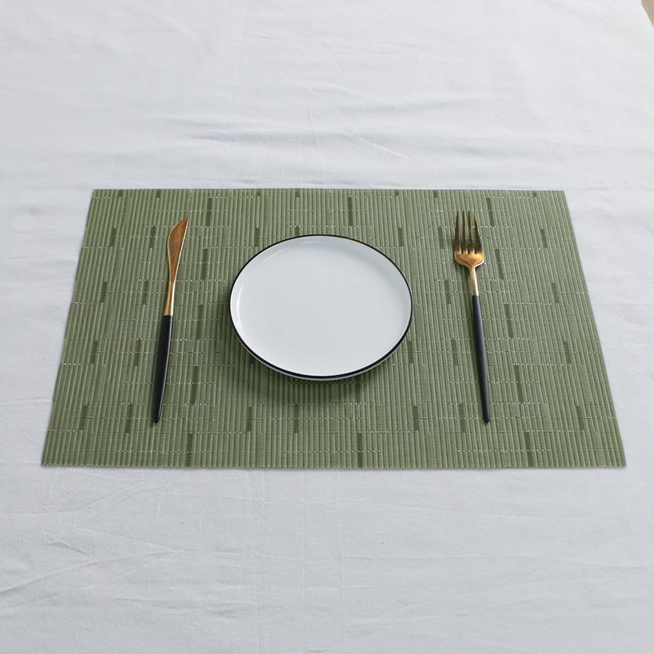 Placemats for Dining Table PVC Bamboo Pattern Table Mats Multiple Colors Non-Slip Heat Resistant Washable Easy to Clean