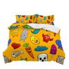 Three-Piece 3D Digital Cartoon Graffiti Pattern Printing Quilt Cover Bedding