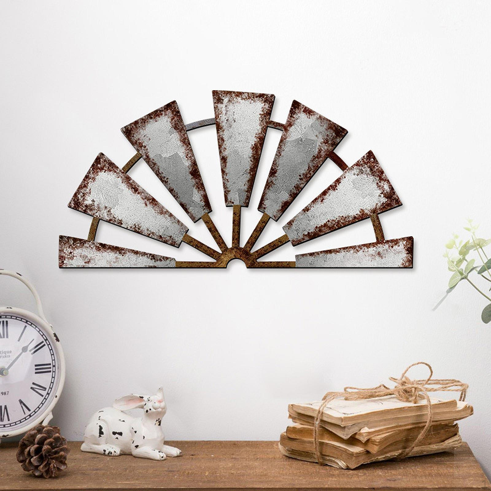 

Wood Windmill Wall Art Decor for Home Living Room And Patio Half Round