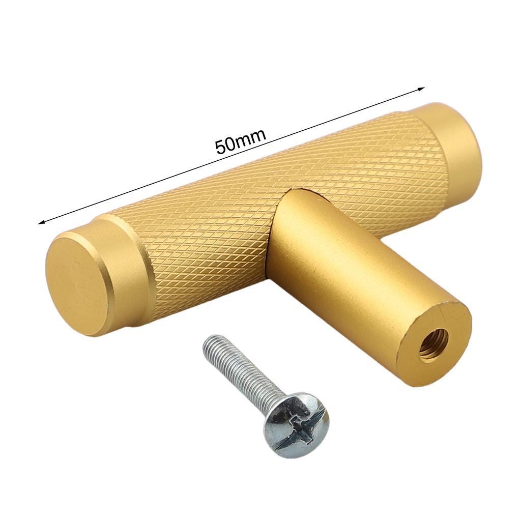 Knurled T Bar Door Handle for Kitchen Cabinet Drawer and Cupboard Modern Aluminium Design with Comfortable Grip