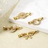 1pc Brass Fold Over Clasps Bowknot Flower 18K Gold Plated Clear Cubic Zirconia Women Fashion Jewelry Findings